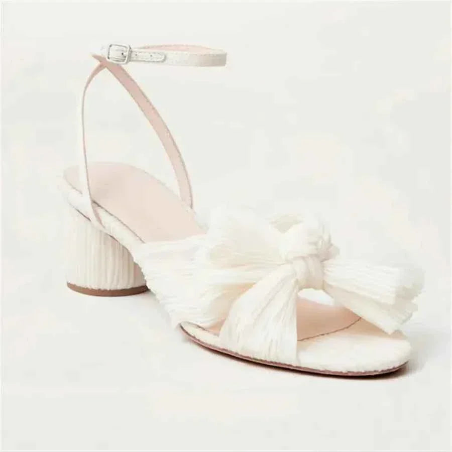 Summer High Quality Open Umbilical Bow High Heels Women's Sandals Party Dress Wedding Shoes