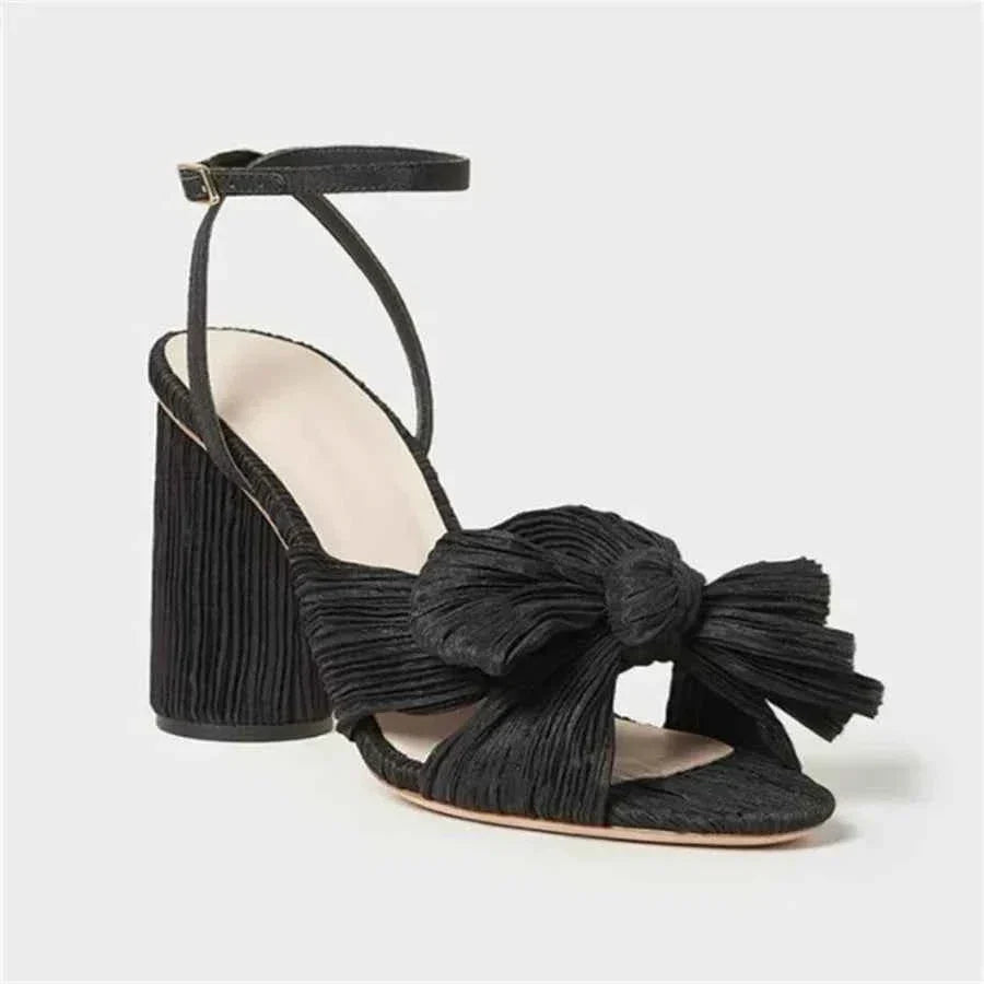 Summer High Quality Open Umbilical Bow High Heels Women's Sandals Party Dress Wedding Shoes