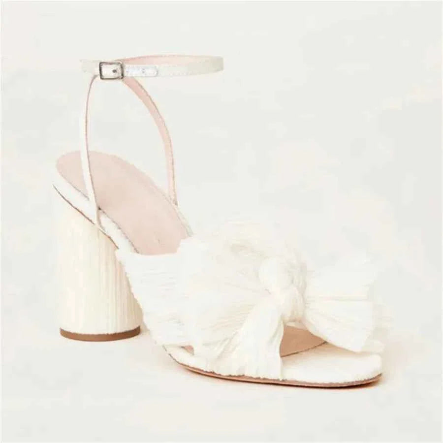 Summer High Quality Open Umbilical Bow High Heels Women's Sandals Party Dress Wedding Shoes